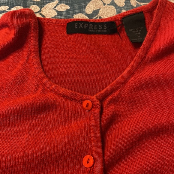 Express Red short length button down sweater - Picture 7 of 10